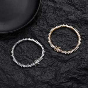 Pulsera de circonita ojo de caballo para hombre, pulsera de tenis de una sola fila con gota de agua de 2 * 5 mm, collar de moda Tanjing Lijing - Product Image 1