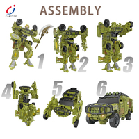 Camions jouets en plastique pas chers Chengji, modèle de robot transformable, éducatif et ludique, avec fonction lumineuse, thème militaire