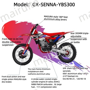 Moto tout-terrain d'aventure extrême YBS300, suspension <span class=keywords><strong>triple</strong></span> réglable, cadre en acier chromoly, motocross - Product Image 4