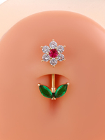 Lot de 10 Piercings de Nombril en Acier Inoxydable 14G pour Femme, avec Fleur Mignonne et Zircon Cubique, pour Daith et Piercings de Nombril