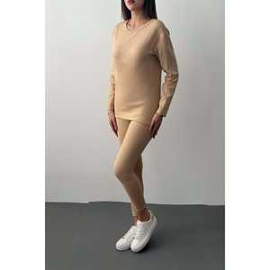 Ventes en gros d'ensembles thermiques double face beiges pour femmes - Product Image 4