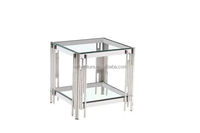 Table basse ronde et carrée moderne de luxe en verre trempé et dessus en acier meubles de maison créatifs salle à manger utilisation de villa salon