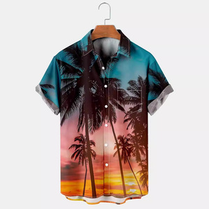 Camisas tropicales personalizadas botón abajo vacaciones Casual <span class=keywords><strong>Hawaiano</strong></span> manga corta hombres camisas de playa sueltas - Product Image 1