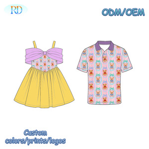 Set Coordinato Famiglia in Tessuto Elasticizzato: Abito a Rete con Fiocco per Ragazze <span class=keywords><strong>e</strong></span> Polo a Maniche Corte per Uomini, Abbigliamento Genitore-Figlio - Product Image 4