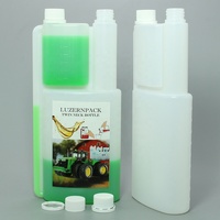 Bouteille doseuse à double compartiment en PEHD de 1000 ml (32 oz) avec bouchon à vis inviolable, compatible essence, impression sérigraphique
