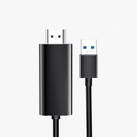 Câble adaptateur USB mâle-mâle plaqué or, gaine en PVC, 1,8 m, paire torsadée coaxiale, 1080P, Plug & Play pour ordinateur portable, HDTV, projecteur