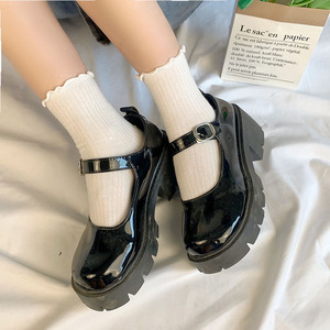 Women's Solid Color Ruffled Edge Mid Calf <b>Socks</b> Breathable Cotton Slouch <b>Socks</b> White And <b>Black</b> Youth Casual Style - Product Image 2