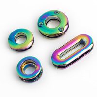 Anneaux en alliage de zinc double rond arc-en-ciel doré personnalisés de 5 mm, 6 mm, 8 mm, 10 mm, avec vis supérieure, œillets ovales pour sac à main/sac
