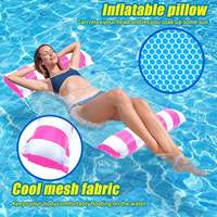 Hamac flottant gonflable pour piscine, chaise longue portable pour adultes avec fond en maille et coussin d'air, canapé aquatique