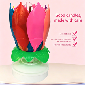 Bougie d'anniversaire musicale rotative en forme de fleur, design unique, multicolore, avec effets de feux d'artifice - Product Image 2