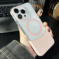 Casing Ponsel Magnetik Leyi Fashion untuk iPhone 16 15 Pro Max, Transparan PC, Tipe Lepas Pasang