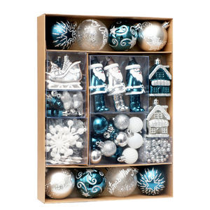 Set di 50 Decorazioni Natalizie <span class=keywords><strong>Blu</strong></span>, Argento e Bianche, Palline di <span class=keywords><strong>Natale</strong></span>, Casa di Babbo <span class=keywords><strong>Natale</strong></span>, Fiocchi di Neve, Decorazioni Appese per Albero di <span class=keywords><strong>Natale</strong></span>, Confezione Regalo - Product Image 3