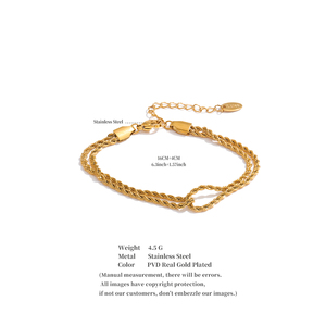 JINYOU 5155 Bracciale a Catena in Acciaio Inossidabile Placcato <span class=keywords><strong>Oro</strong></span> con Design Intrecciato per Gioielli Personalizzati alla Moda - Product Image 6