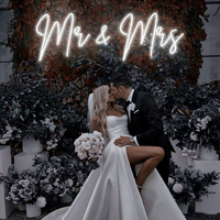 Fournitures de mariage JINDA, panneau lumineux néon blanc MR&MRS, panneau en acrylique transparent pour les événements festifs