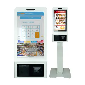 ตู้จ่ายเงินสดแบบติดผนังตู้ชำระเงินด้วยตนเองพร้อมเครื่องพิมพ์เครื่องสแกนรหัส QR สำหรับซูเปอร์มาร์เก็ตและร้านอาหาร