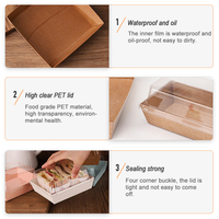 Boîtes à charcuterie jetables en papier Printon avec couvercles transparents pour emporter, emballage pour friandises, sandwichs, desserts, boîte à gâteau transparente