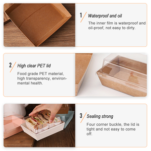 Scatole di Carta Usa e Getta Printon per Charcuterie con Coperchi Trasparenti, Confezioni per Sandwich e Dessert, Scatola Trasparente per Torte - Product Image 4