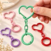 Porte-clés Cœur Couleur Bonbon avec Fermoir à Pression et Anneau à Ressort pour Noël, Cadeau Femme, Accessoires DIY, Breloque de Sac