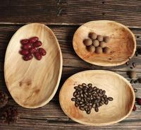 Guansen Wabi-Sabi houten cakeplateau met gepersonaliseerd patroon, ovale vorm, milieuvriendelijk, duurzaam, gepolijste afwerking voor horeca