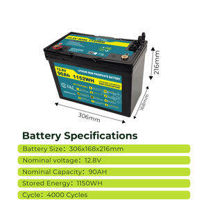 Baterai LiFePO4 BCI Group 27 12V 90Ah, Pengganti Lithium 12.8V untuk AGM RV Camper, BMS Pintar untuk Penyimpanan Trailer & Motorhome - Product Image 3