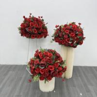DKB Vente en gros de fleurs artificielles en soie personnalisées, arrangements floraux en boule, centre de table pour mariage, boule de fleurs pour centre de table