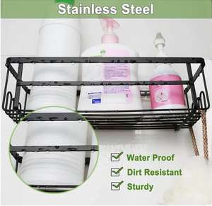 Modern Stainless Steel <strong>Shower</strong> Organizer Soap Holder No Drilling Wall Mounted <strong>Shower</strong> Rack 4 Traceless Adhesive Hooks Bathroom - Product Image 5