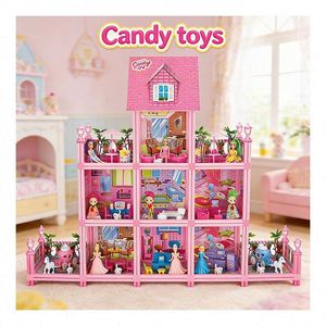 Casas de Juguete de Plástico de Lujo con Balcón, Piscina, Tobogán, Ascensor y Muebles, Regalo para Niños - Product Image 3