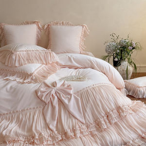 Semplice <span class=keywords><strong>Set</strong></span> di pile per bambini in pizzo tinta unita composto da lenzuola, federe, copripiumino - Product Image 5