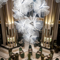 Custom Engineering Office Stairway Business Center Modern Luxury Iron Acrylic Led Chandelier Light