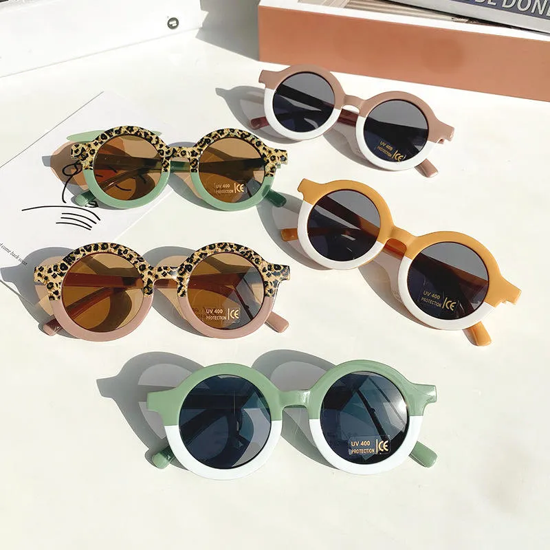 Gafas de sol con bisagra de Metal para niños y niñas, lentes de sol con forma redonda de doble Color, 2022