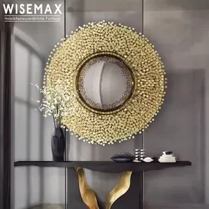 Мебель WISEMAX, итальянская мебель, Декор для дома, настенное зеркало, консоль, настенное золото, зеркало из нержавеющей стали для вестибюля отеля