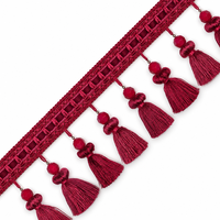 Frange de rideau de luxe avec pompon en cristal facetté et soyeux pour rideaux, canapés et décoration intérieure