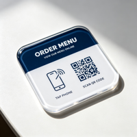 Autocollant de menu NFC en PVC personnalisé OEM, code QR double fonction, scanner pour consulter, bande magnétique, menu numérique, panneau de table pour café, restaurant