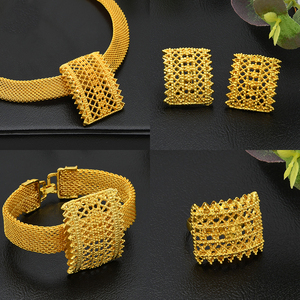 Bijoux <span class=keywords><strong>fantaisie</strong></span> en gros pour femmes, colliers de mode pour femmes, ensemble de bijoux plaqués or de haute qualité - Product Image 2