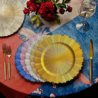 Groothandel Goedkope Europese Stijl Gouden Dessertplaat Tandwiel Rand Fruit Salade Oplader Platen Voor Bruiloft Hotel Tafelaccessoires