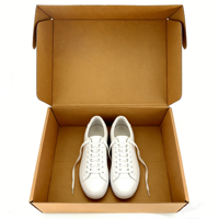 Boîte d'expédition en carton ondulé pliable écologique, logo personnalisé, boîte d'emballage pour chaussures en carton kraft brun, emballage plat
