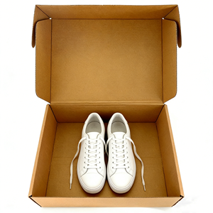 Экологичная складная коробка из гофрированного картона с индивидуальным логотипом, коричневая крафт-упаковка для обуви, плоская упаковка для доставки - Product Image 1