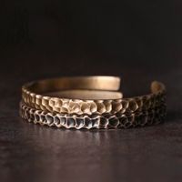 Bracelet en cuivre pur, bracelet ouvert, bijoux rétro européens et américains, bijoux faits à la main pour couple, motif martelé