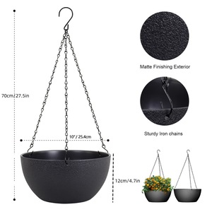 <span class=keywords><strong>Jardinière</strong></span> suspendue légère en plastique de grande taille avec trous de drainage, design minimaliste moderne pour une utilisation en intérieur et en extérieur - Product Image 4