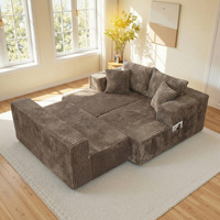 Canapé d'angle modulable en tissu confortable et inclinable avec fonction lit, design moderne, écologique et durable