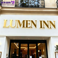 Enseigne rétroéclairée en acier inoxydable LED 3D personnalisée, signalétique de logo haut de gamme pour les bâtiments résidentiels, les bars, les centres commerciaux, les bureaux, les magasins, les spas de beauté, les hôtels, les commerces
