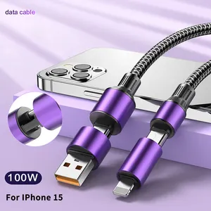 Toptan özelleştirme 1.2M 4 in 1 naylon örgülü çoklu Usb hızlı şarj 6a tipi c kabloları veri kablosu