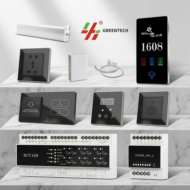 Greentech Hotel Guest Room Control System RCU Host Full Set Smart Hotel Solution Aluminum PC /Wired Network TTlock Card
