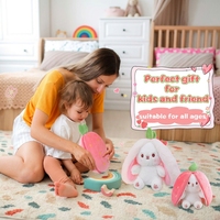 Peluche Lapin Fraise Réversible - Adorable Animal en Peluche Lapin-Fruit 2-en-1 en Tissu Ultra Doux avec Doublure en Lycra et Rembourrage en Coton PP Doux