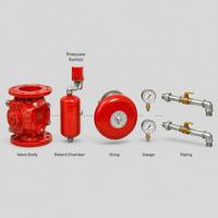 Rakitan Katup Alarm Sistem Sprinkler Kebakaran Pipa Basah Ruang Penundaan Motor Air Pengukur Tekanan Katup Kontrol Berflensa