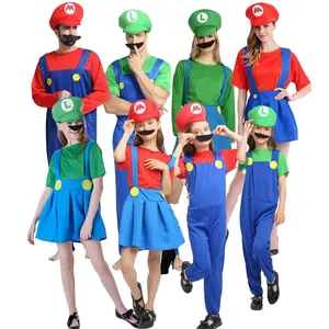 Großhandel Halloween Cosplay Kostüme Eltern-Kind Mario Kinder kleidung Super Mario Anime Kostüm Rollenspiel Kostüm