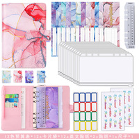Classeur A6 grand livre marbré PU cuir cahier 6 trous budget planificateur mensuel Finance organisateur trésorerie Budget avec accessoires de poche