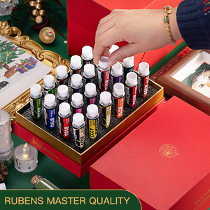 Vente flash - Ensemble de peinture <span class=keywords><strong>gouache</strong></span> sur le thème de Noël, 24 couleurs, emballage en bois, pour bricolage, idéal pour les étudiants, cadeau parfait - Product Image 2