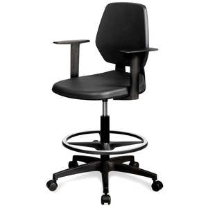 Industrial Polyurethane <b>Chair</b> <b>with</b> <b>Wheels</b> and Footrest 630mm L X 630mm D X 1125mm H - Product Image 1