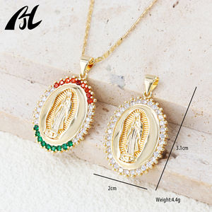 JoyerIa Religiosa 18K Vintage diamante incrustado <span class=keywords><strong>Virgen</strong></span> María <span class=keywords><strong>Guadalupe</strong></span> colgante moda brillante No se desvaneció joyería mujeres - Product Image 3